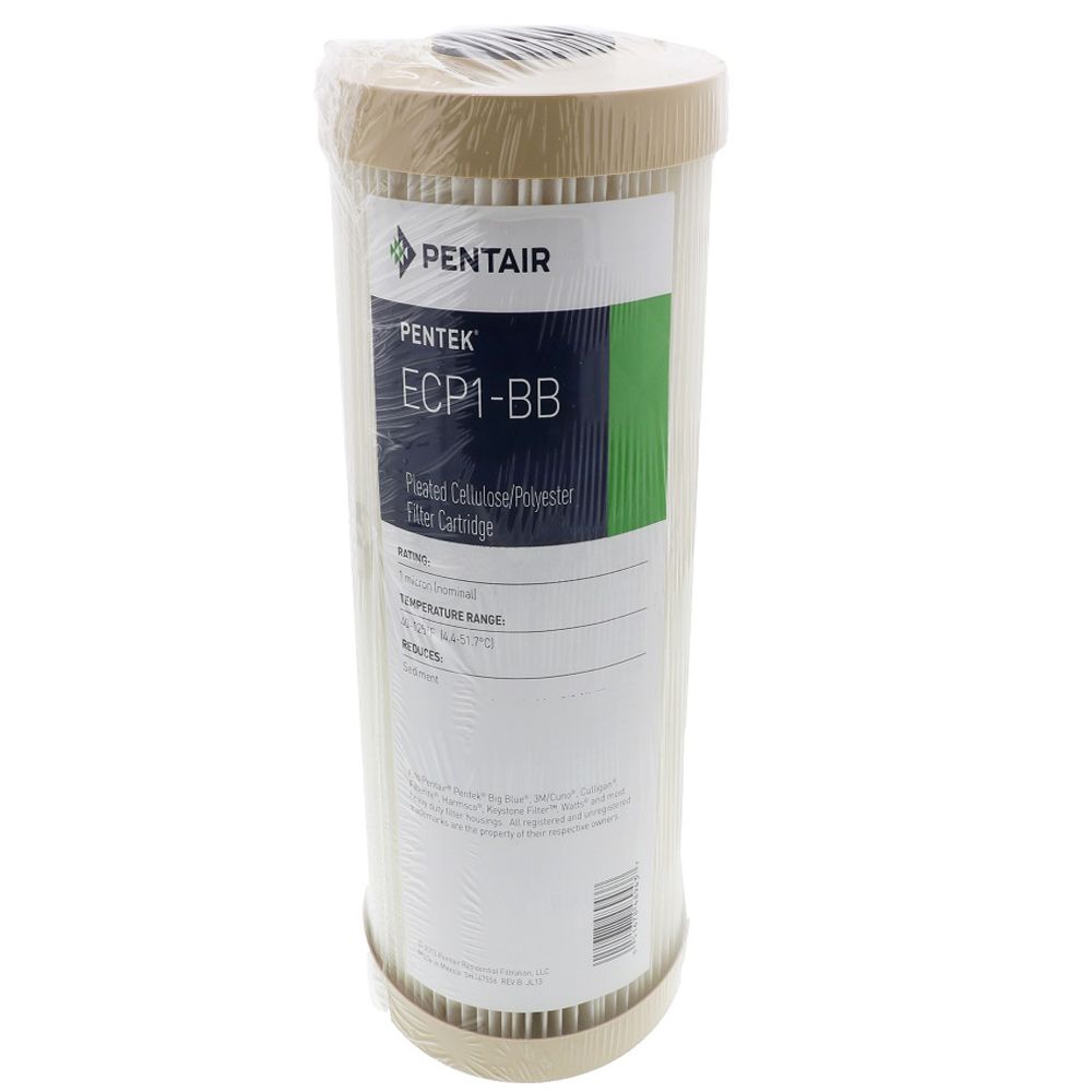 Pentair Water, 10" BB Pentek Pleated Cellulose-Polyester ECP1-BB 1 mic Filter