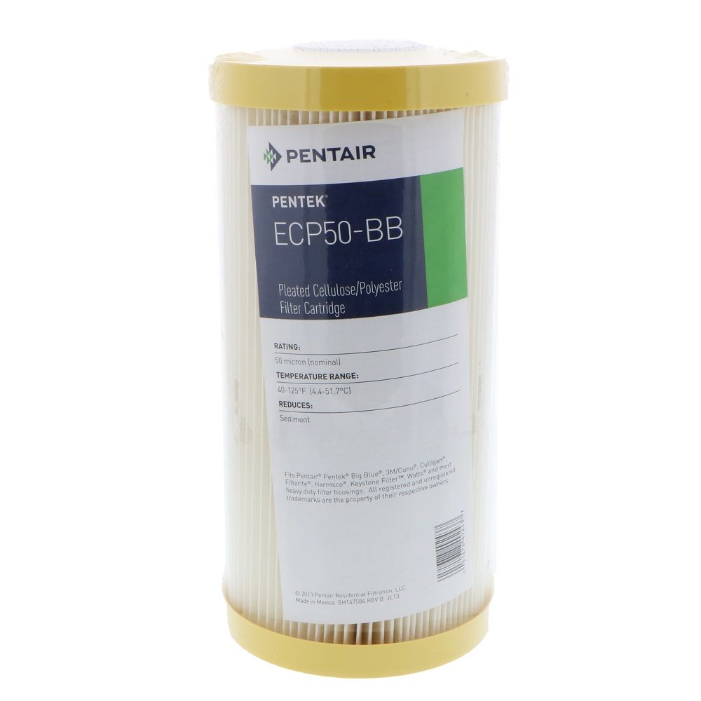 Pentair Water, 10" BB Pentek Pleated Cellulose-Polyester ECP50-BB 50 mic Filters