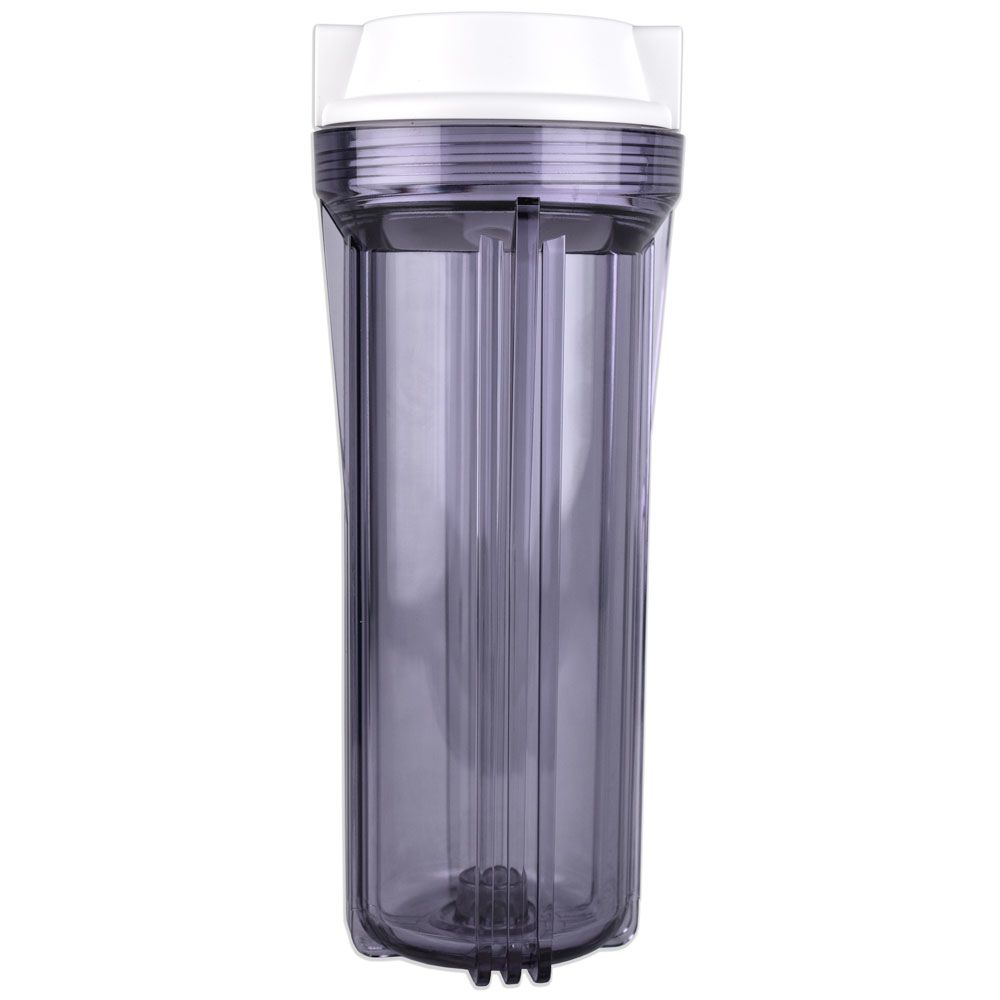 NEO, 10" Neo-Pure SlimLine Filter Housing Clear Sump/Flat White Cap 1/2" No Pressure Relief