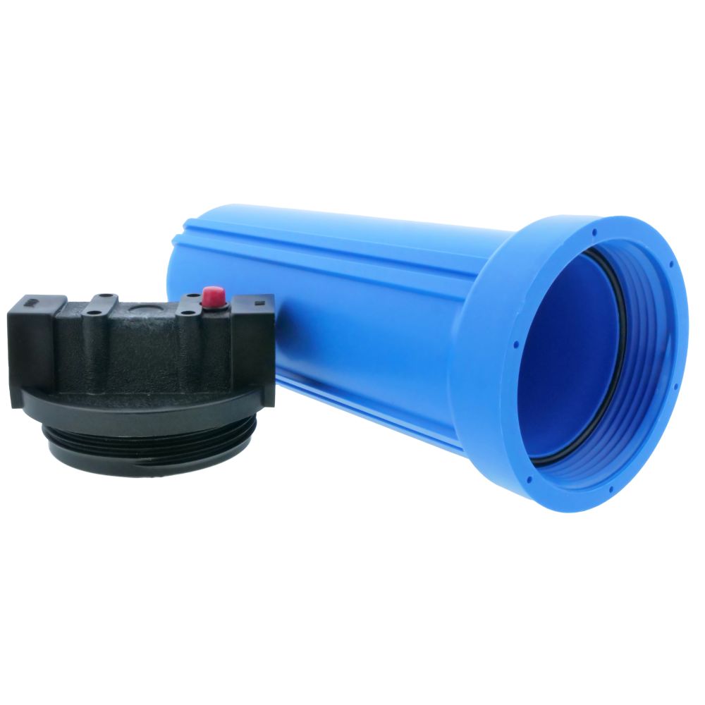 NEO, 10" Slim Line Filter Housing Blue Sump/ Black Boss Cap 3/8" PR