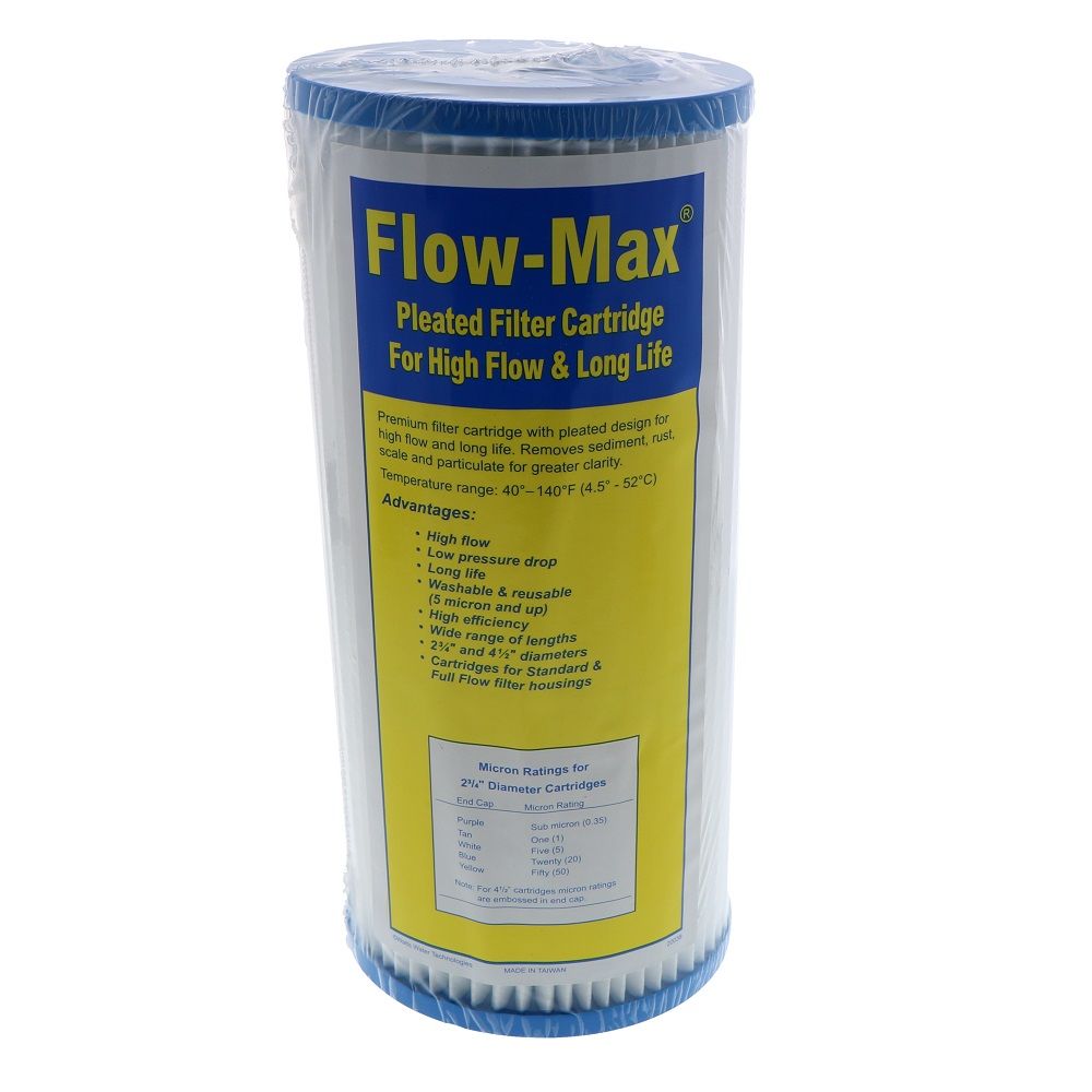 Watts, 10" × 4-1/2" BB Flow-Max Pleated - 5 Mic Filter