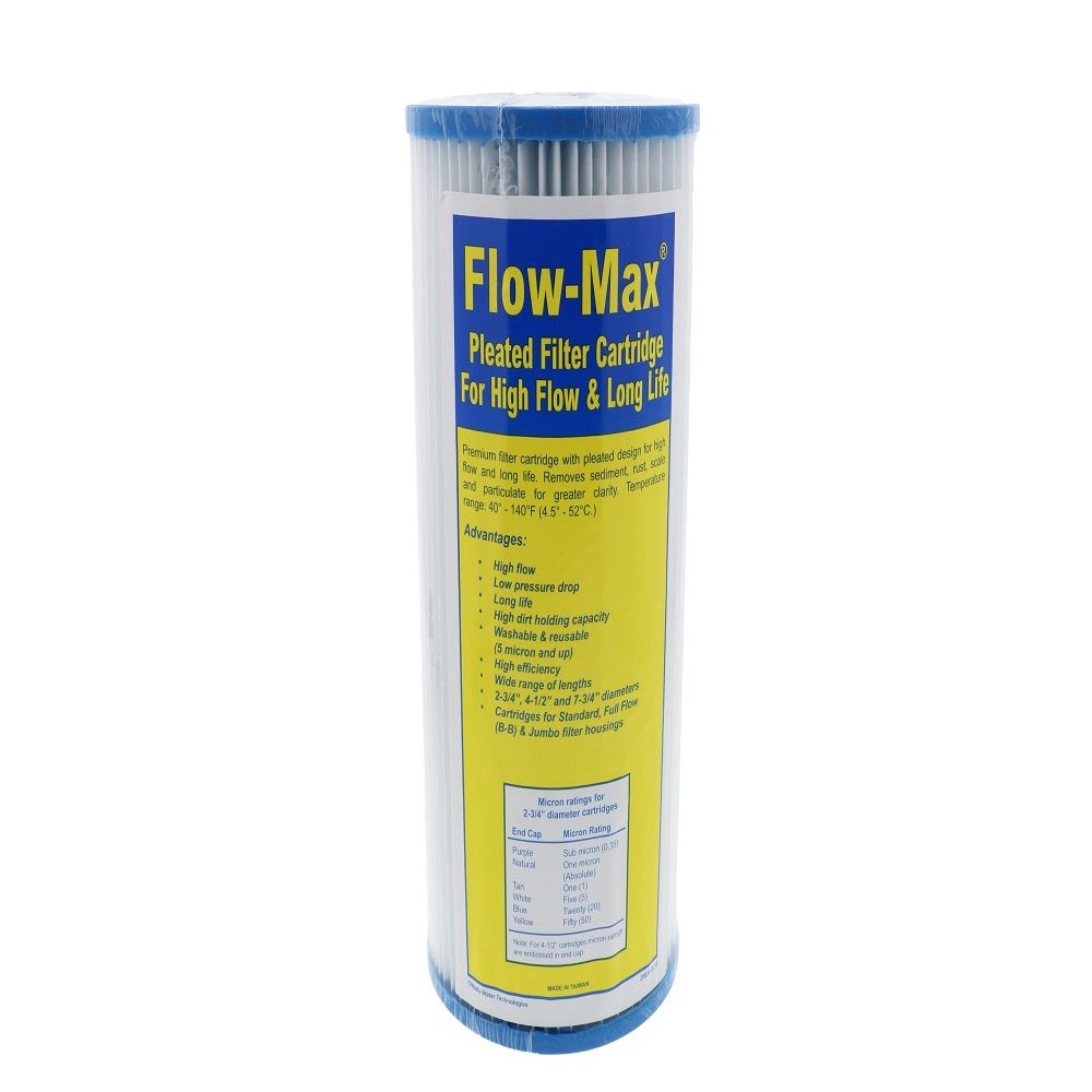 Watts, 10" × 4-1/2" BB Flow-Max Pleated - 50 Mic Filter