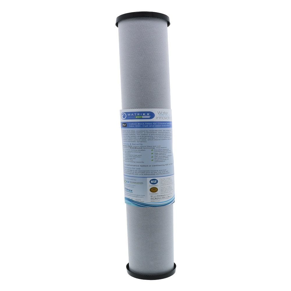 Filtrex Technologies, 20" Filtrex Matrikx +Pb1 CTO/Cyst/Lead Green Carbon Block 0.5 Mic Filter 06-250-20-GREEN