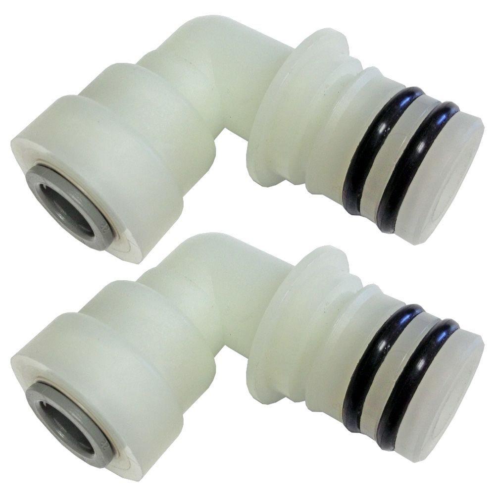 Aquatec, 3/4 Quad Port 90 Deg Elbow x 1/2 OD JG Push-in Fittings (Pair)