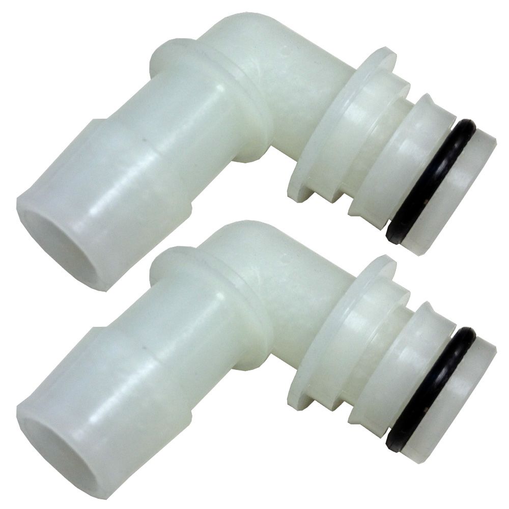 Aquatec, 3/4 Quad Port 90 Deg Elbow x 5/8 ID Hose Barb Fittings (Pair)